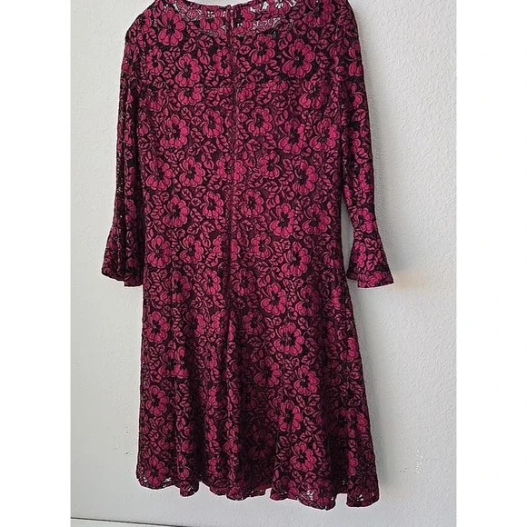 American Living Women's Lace Dress Sz 12 Bell Sleeve Bohemian NEW Stretch A-Line - Picture 5 of 11